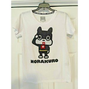 Norakuro T shirt manga dog Japanese anime M bedazzled glittery Tshirt Japan RARE